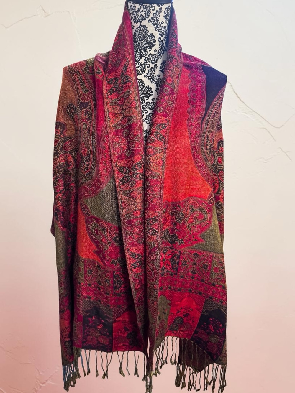 Vintage Pashmina Cashmere and Silk Scarf / Shawl.